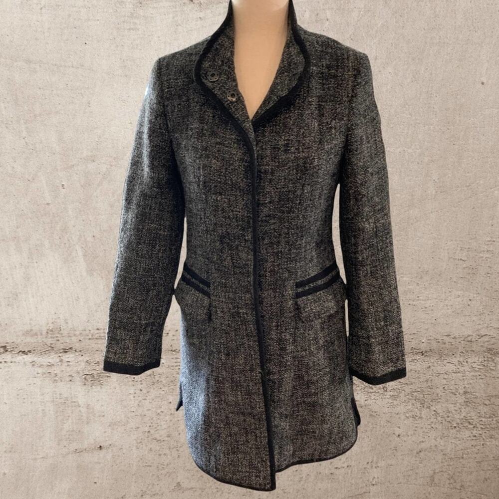 mossimo supply co. Tweed Wool Blend Coat fully lined black trim Size Small